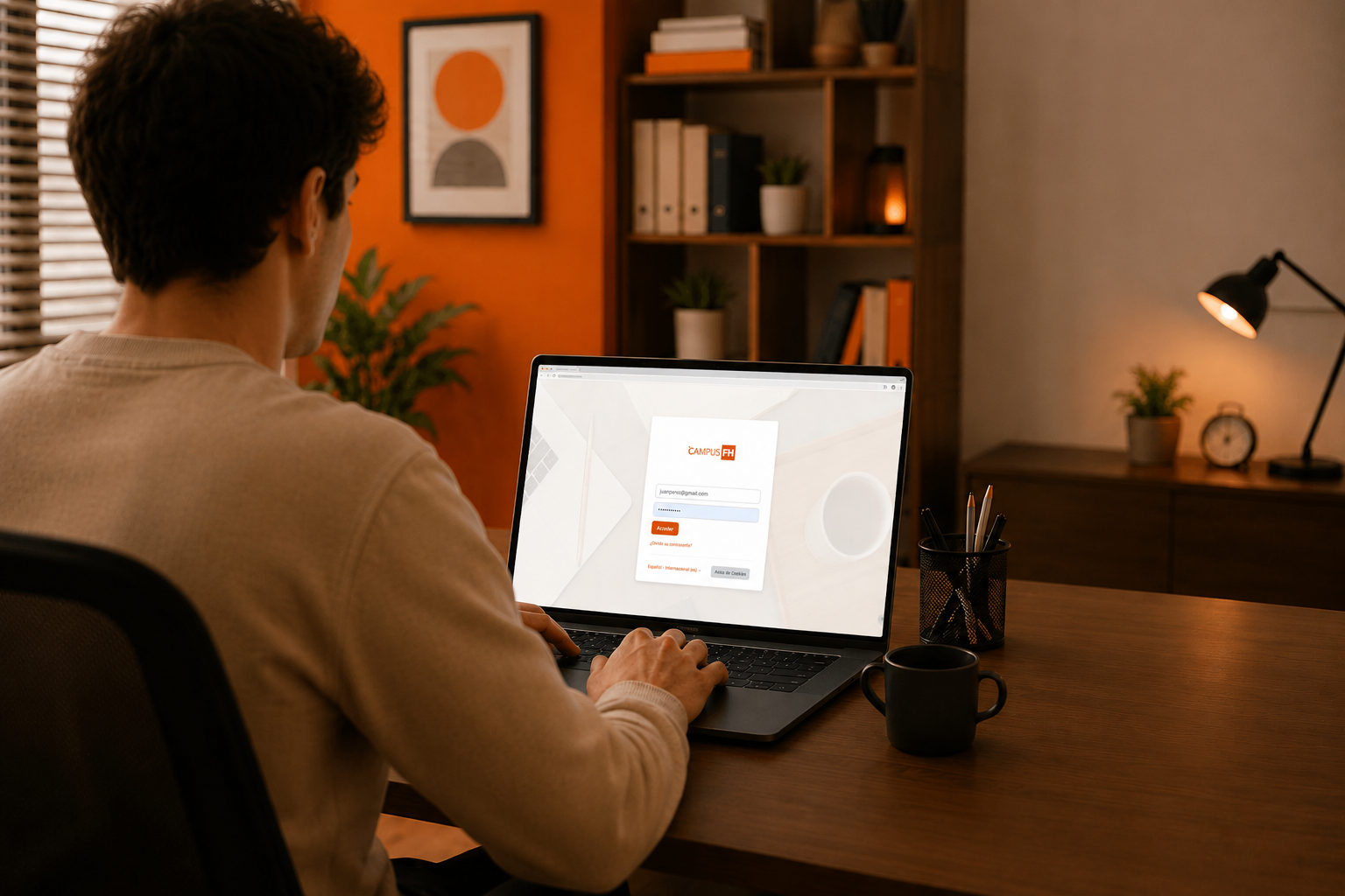 Profesional realizando un curso virtual de posgrado de A.N.A. y Fundación Humanas
